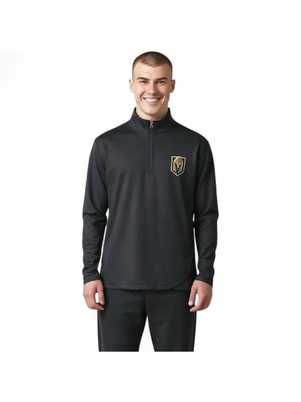 Fanatics Mens Size L Las Vegas Golden Knights Black 3/4 Zip Long Sleeve Pullover